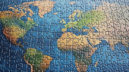 Fototapeta premium Global strategy solution concept - earth jigsaw puzzle