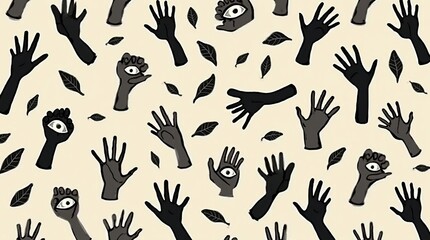 Abstract Pattern With Organic Shapes and Eye Motifs