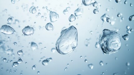 Abstract Water Droplets Suspended in Translucent Liquid: Close-Up Macro Photography