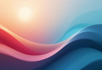 Fototapeta premium Abstract Colorful Waves Background Design with Sun