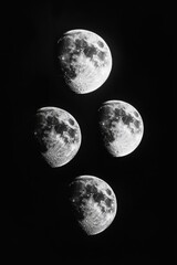 Naklejka premium Black and White Moon Phases