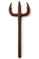 Rusty trident on white background