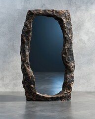 Fototapeta premium Modern abstract rock mirror in a minimalist interior