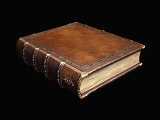 Obraz premium Old Leather Book on Black Background