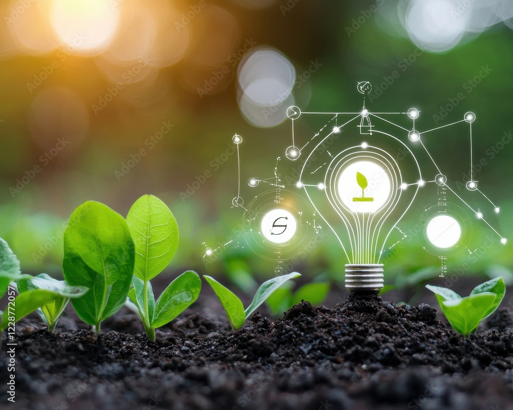 Poster a representation of blockchain technology enabling green finance.