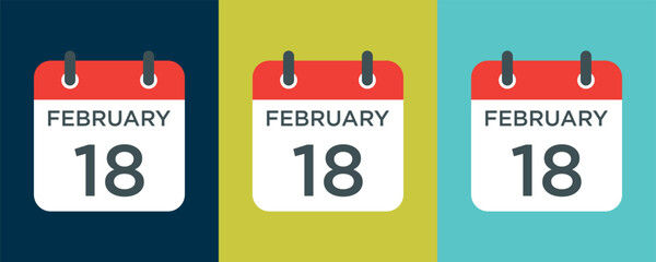 Obraz premium calendar - February 18 icon illustration isolated vector sign symbol