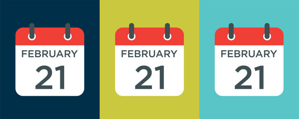 Obraz premium calendar - February 21 icon illustration isolated vector sign symbol