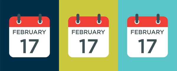 calendar - February 17 icon illustration isolated vector sign symbol