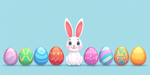 Obraz premium Osterkarte - Lachender Osterhase auf neutralen Hintergrund. Osterbanner. Oster Comic