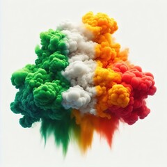Colorful smoke in water, isolated on a white background. colorful clouds of ink. Design element for a banner or poster. 3D rendering illustration.