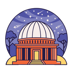 Astronomy observatory with starry night sky