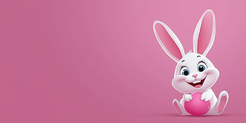 Osterkarte - Lachender Osterhase auf neutralen Hintergrund. Osterbanner. Oster Comic