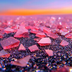 Pink Glitter Crystals  Sparkle Background  Shiny Gemstones  Abstract Texture