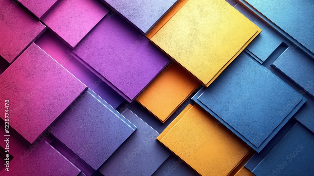 Poster abstract colorful geometric pattern: overlapping squares in vibrant hues