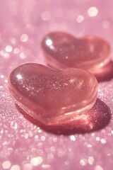Fototapeta premium Hearts on Pink Surface