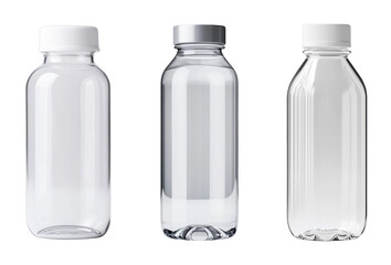 Three distinct plastic water bottle designs