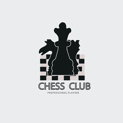 chess club logo in simple  vector vintage illustration, sign and symbol