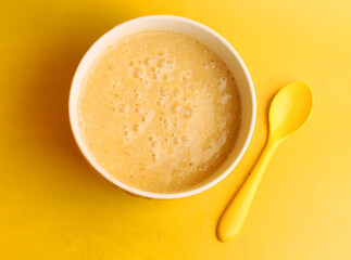 A bowls with banana puree 