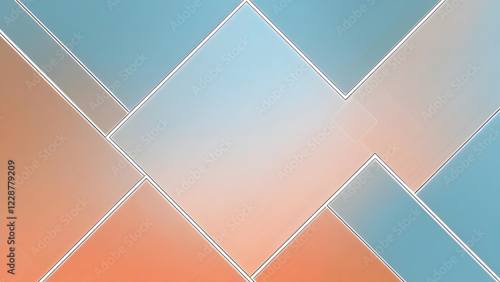 Poster abstract geometric peach and blue gradient pattern background design