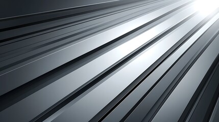 Obraz premium Abstract Silver Metallic Stripes Converging Towards Light