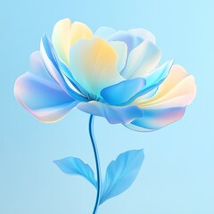 Pastel flower, delicate petals, blue background, serene scene, website design