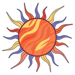 Stylized Sun with Solar Flares