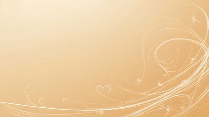 Abstract Beige Background With White Swirls And Hearts