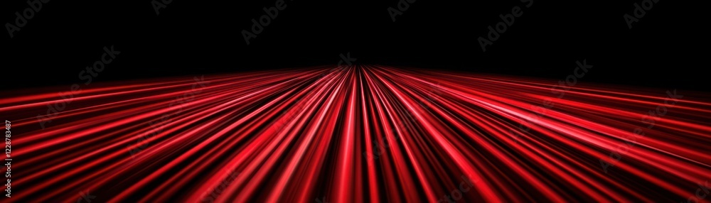 Poster abstract representation of dynamic red light streaks in a dark space illustrating speed and movement
