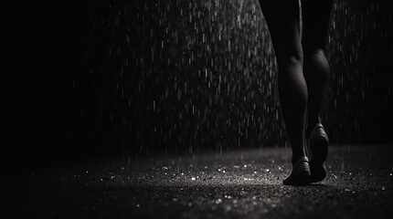 silhouette of a person in the rain