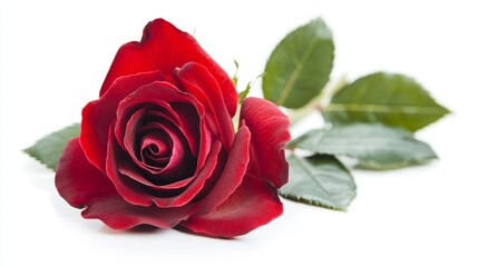 Fototapeta premium Red rose flower isolated on white