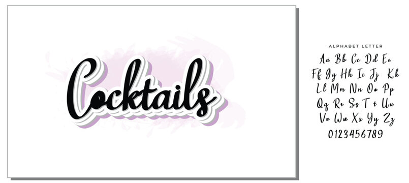 Typography calligraphy wedding sign text vector design for cocktails