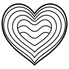 Obraz premium Curved Heart with Flowing Waves Line Art