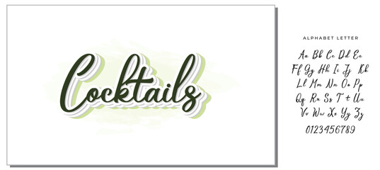 Typography calligraphy wedding sign text vector design for cocktails