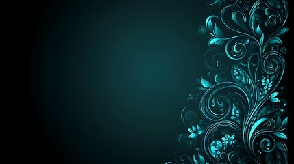 Teal Floral Design Elegant Swirling Background