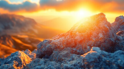 Sunset Mountain Peak Rock Landscape Panorama
