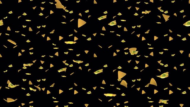 Nacho Cartoon loop tile falling with alpha channel. This is a cartoony loopable and tileable snack element with transparency. Great as transparent LED content