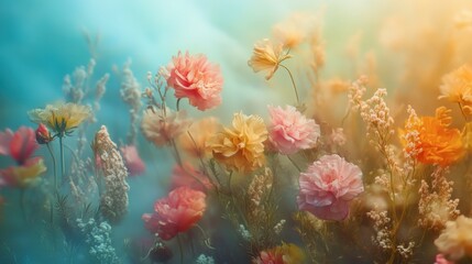 Obraz premium Ethereal Field of Pastel Flowers in Soft Light