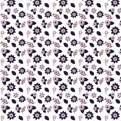 Seamless pattern with decorative flowers. Hand drawn vector illustration.