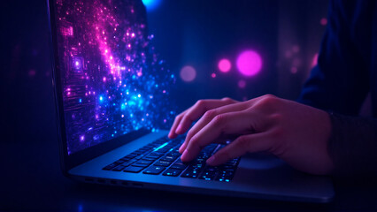 person typing on a laptop