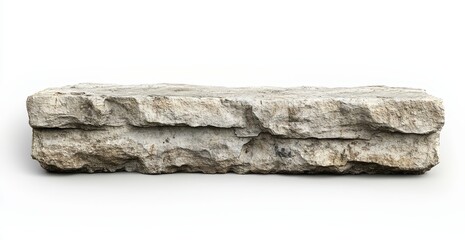 Rough, rectangular stone slab isolated on white background. (2)