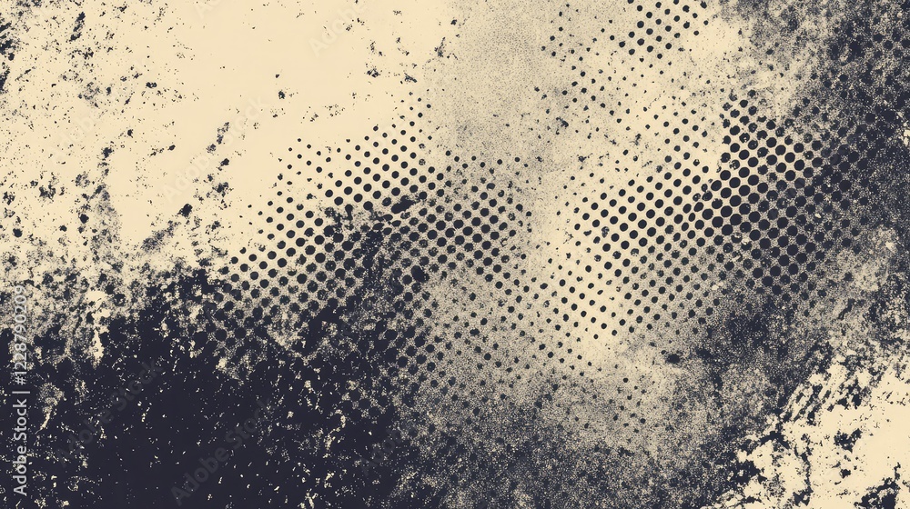 Poster Abstract Grunge Background with Halftone Dots in Monochrome Tones for Creative Design and Art Projects, Ideal for Textures or Patterns in Visual Media