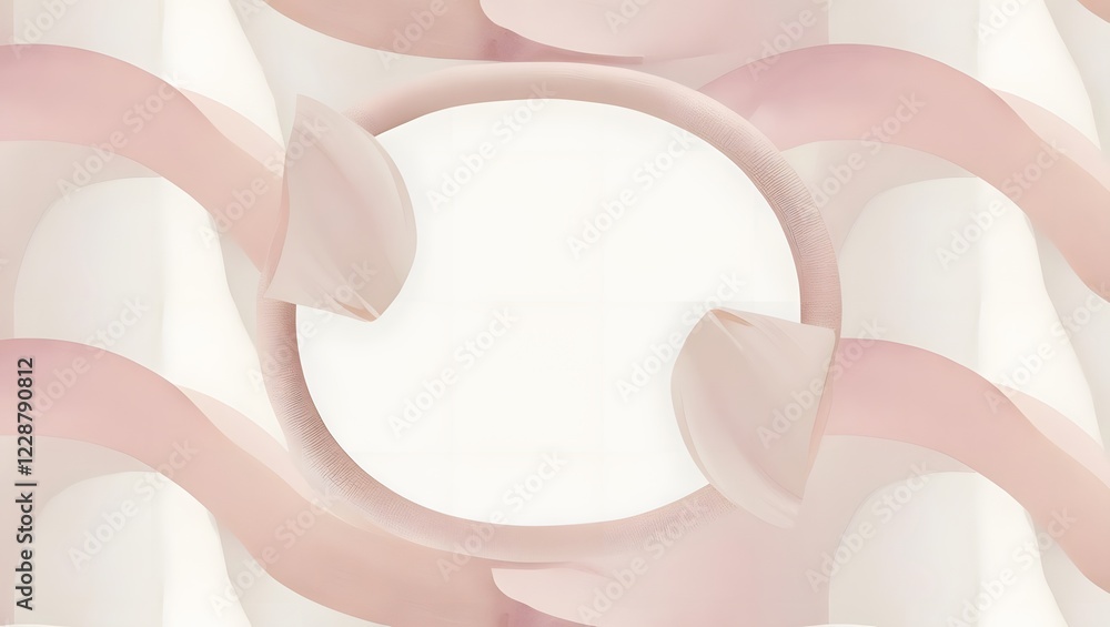 Poster abstract fluid peach waves frame a white circle center design element