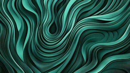 Abstract Green Waves Pattern with Smooth Curves and Textured Surface Ideal for Backgrounds, Wallpaper, and Modern Design Projects
