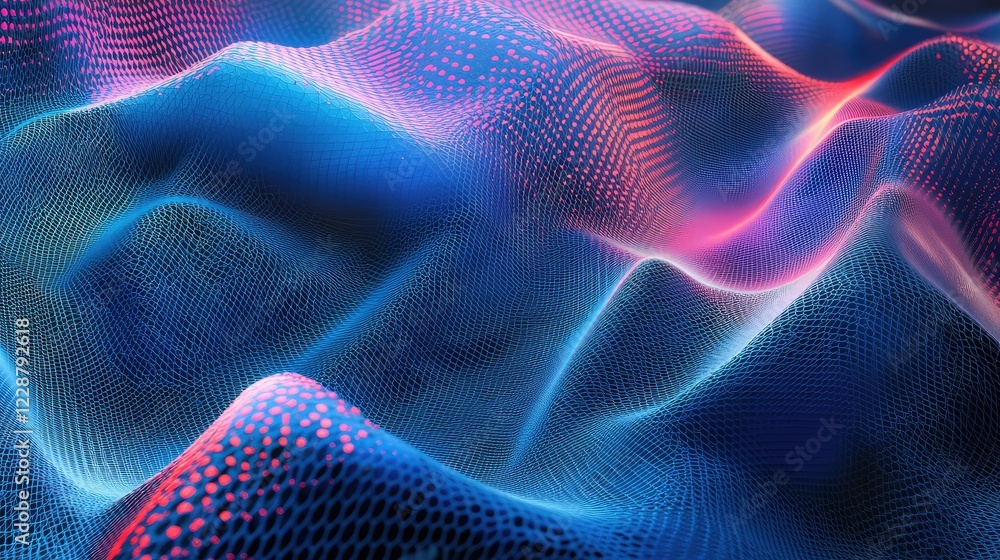Poster abstract digital landscape with colorful wave patterns and light effects in a stunning high-definiti