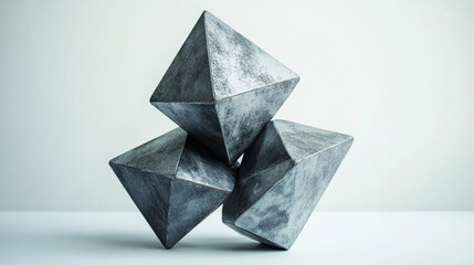 a sculpture made out of 4 geometric shapes that can rotate individually, isolated on a white background