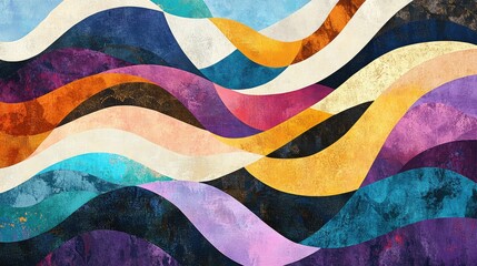 Vibrant and Colorful Abstract Waves in a Dynamic Composition for Modern Art and Design, Perfect for Backgrounds and Creative Projects