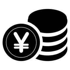Yen, Yuan Currency Coin Stack - Japanese and Chinese Money Symbol