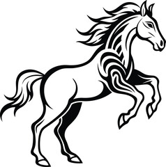 Modern fierce horse vector illustration, fierce horse silhouette vector art, Premium quality fierce horse vector design