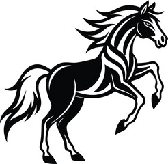 Modern fierce horse vector illustration, fierce horse silhouette vector art, Premium quality fierce horse vector design