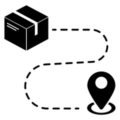 Package Tracking and Delivery Route Icon